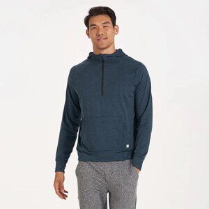 VUORI Men's Ponto Performance Half Zip Hoodie Size S In Indigo Heather